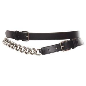 Alexander Mcqueen Leather Silver Chunky Metal Chain Wrap Belt